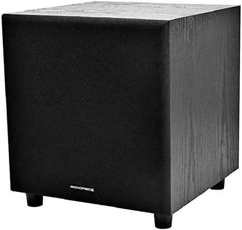 Monoprice 60-Watt Powered Subwoofer 8 Inch With Auto-On Function, For Studio And Home Theater Black